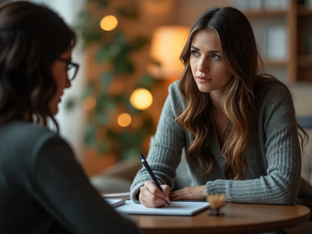 Mujer en consulta psicológica para la elaboración de un informe pericial tras una agresión sexual